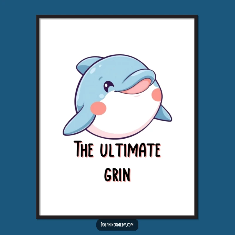 Funny Happy Dolphin Digital Art, Wide Smile Print, Instant Joyful Decor