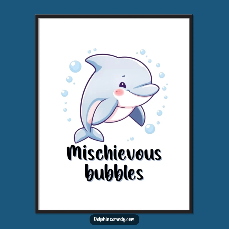 Funny Mischievous Dolphin Digital Art - Instant Playful Ocean Decor