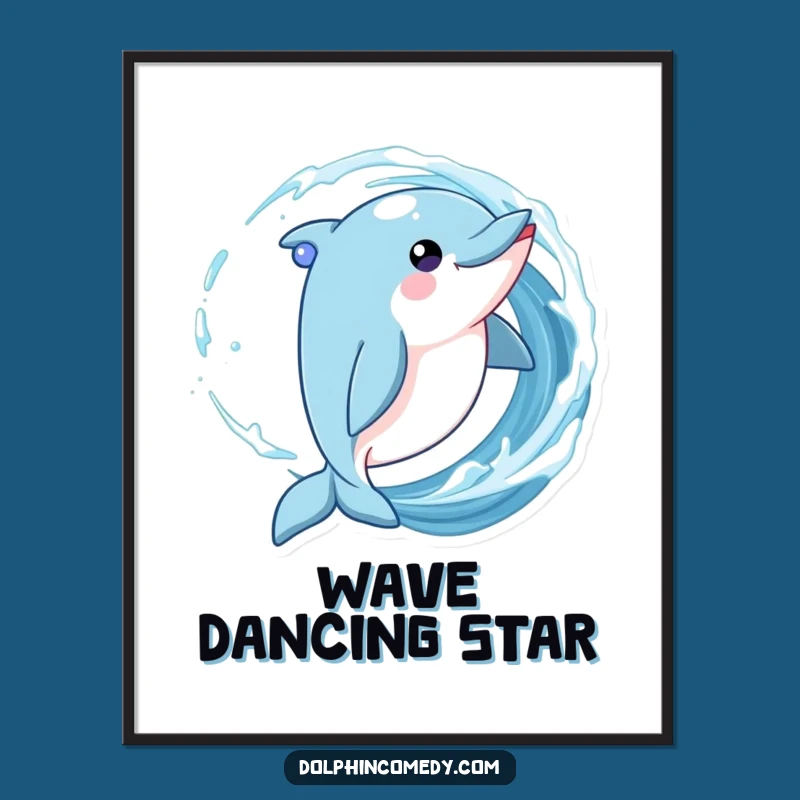 Funny Playful Dolphin Digital Art Print - Instant Ocean Twirl Download
