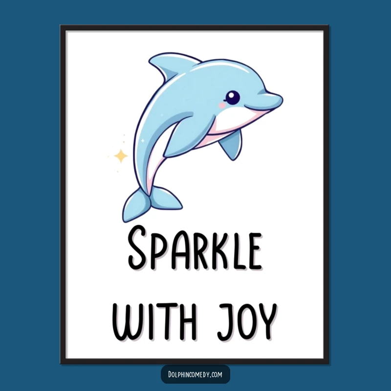 Funny Sparkling Dolphin Digital Art: Magical Trail, Instant Download, Perfect Gift