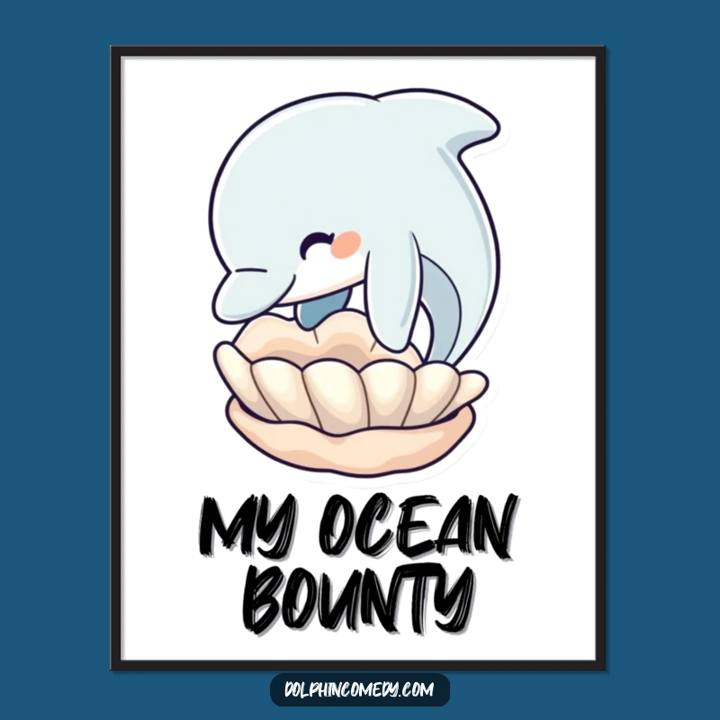 Funny Dolphin Seashell Digital Art: Instant Humorous Ocean Decor