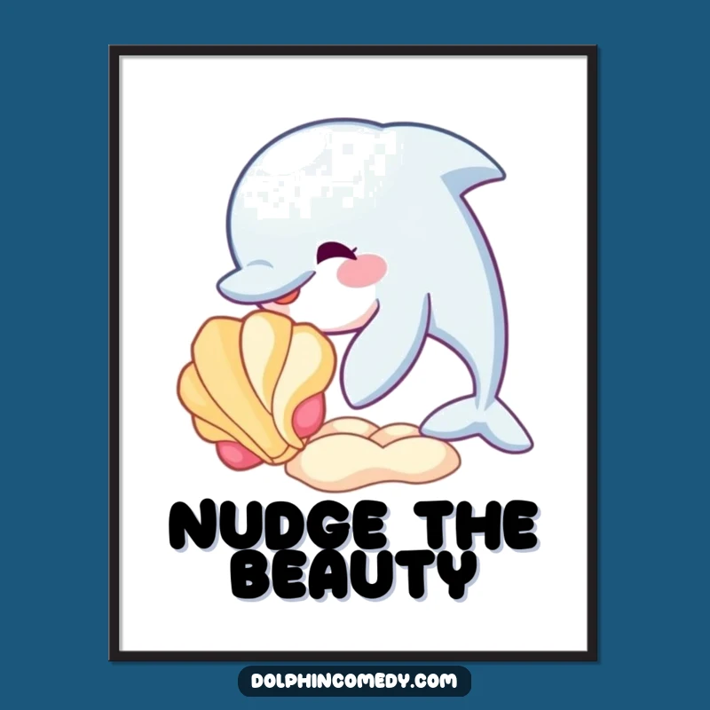 Funny Dolphin Seashell Digital Art - Playful Decor Funny Gift