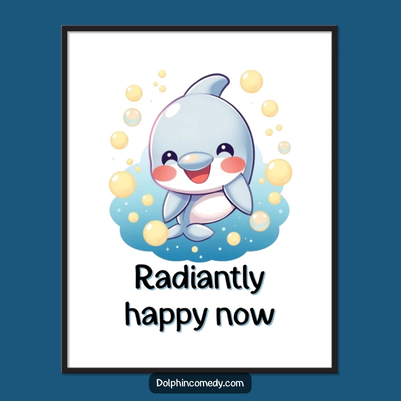 Funny Happy Dolphin Digital Art: Instant Ocean Joy for Walls