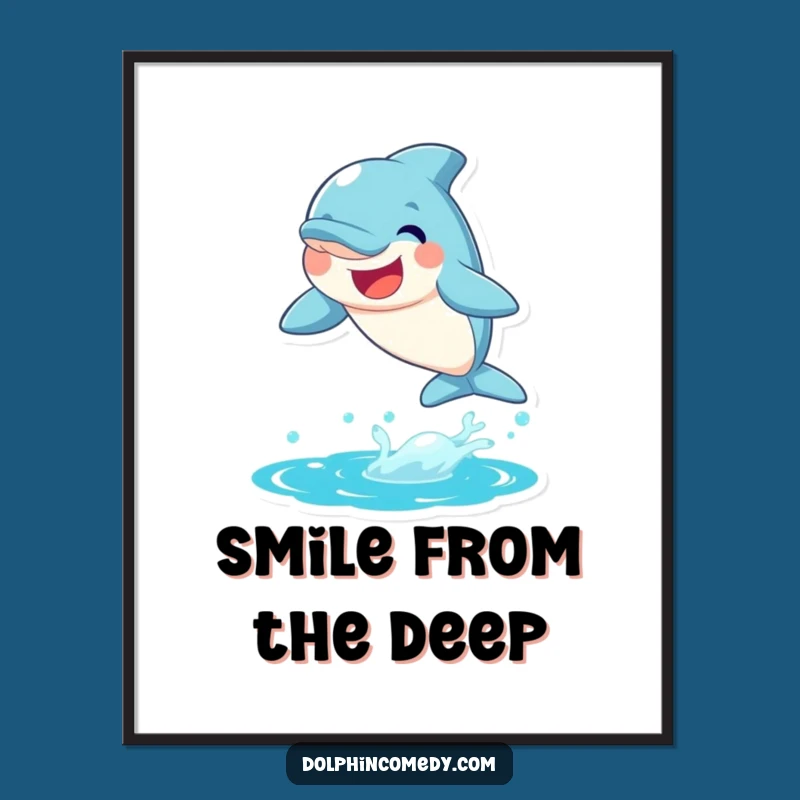 Funny Joyful Dolphin Digital Art Print - Instant Ocean Smile Download