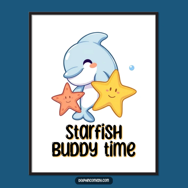 Funny Dolphin Starfish Digital Art - Joyful Ocean Art Download