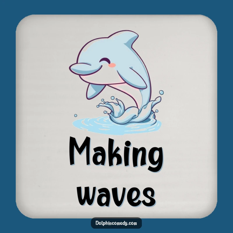 Funny Dolphin Drink Coaster: Protect Surfaces with Aquatic Smile Art!