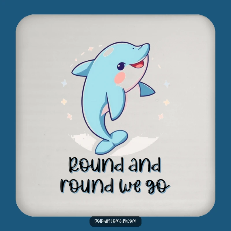 Funny Dolphin Joyful Spin Coasters: Protect Surfaces with Hilarious Ocean Art