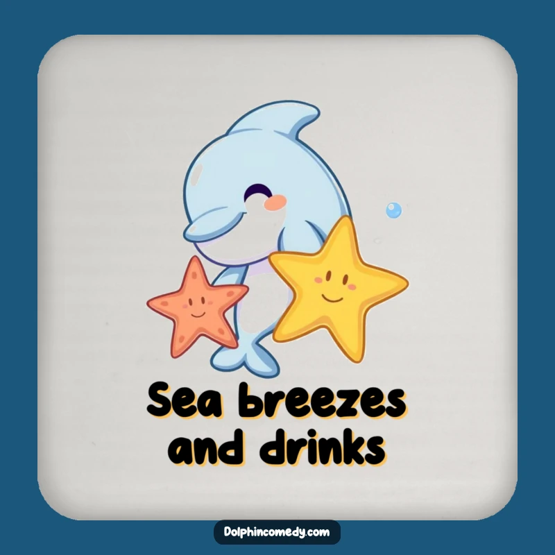Funny Dolphin Starfish Coaster - Protect Surfaces with Ocean Charm