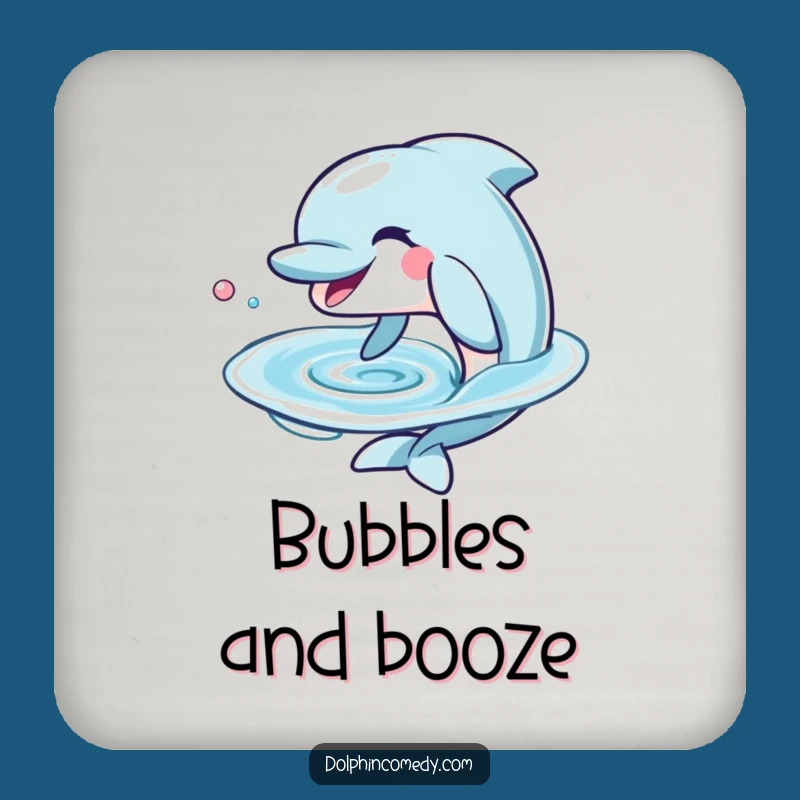 Funny Dolphin Water Ring Coaster - Playful Grin Drink Coaster, Humorous Gift