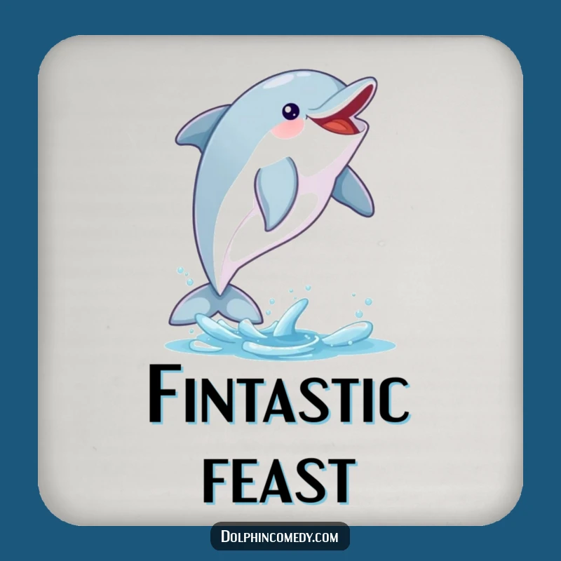 Funny Excited Dolphin Coaster Set: Sip with Excitement, Charming Funny Gift