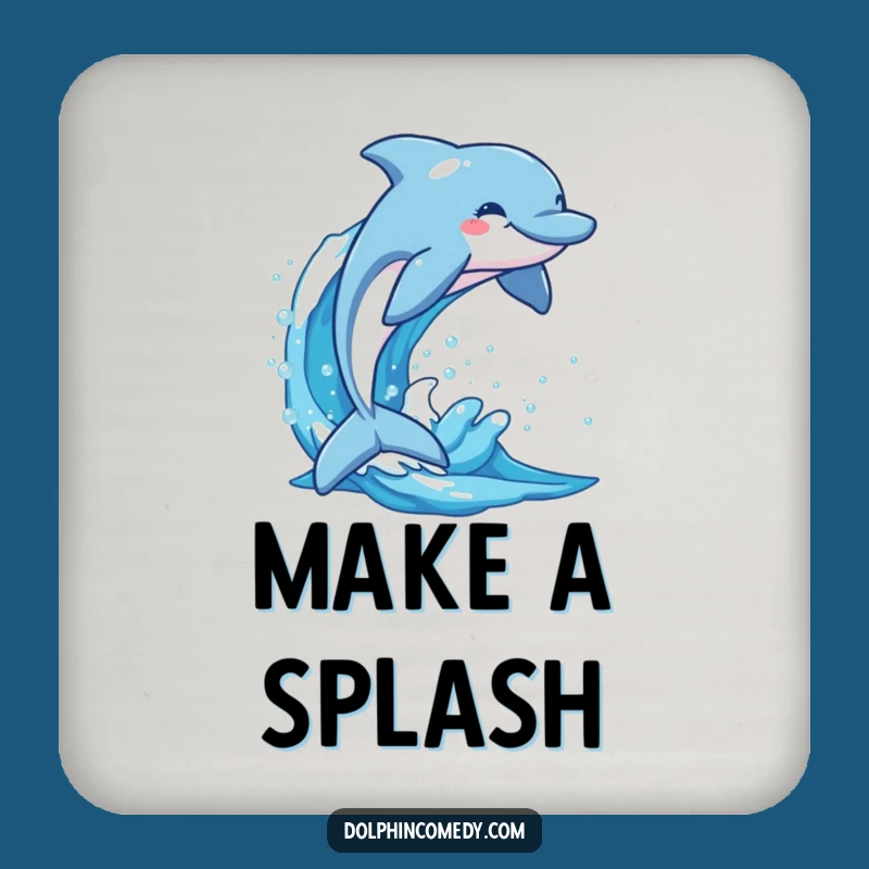 Funny Happy Dolphin Wave Coasters (Set of 4): Protect Surfaces with Ocean Fun