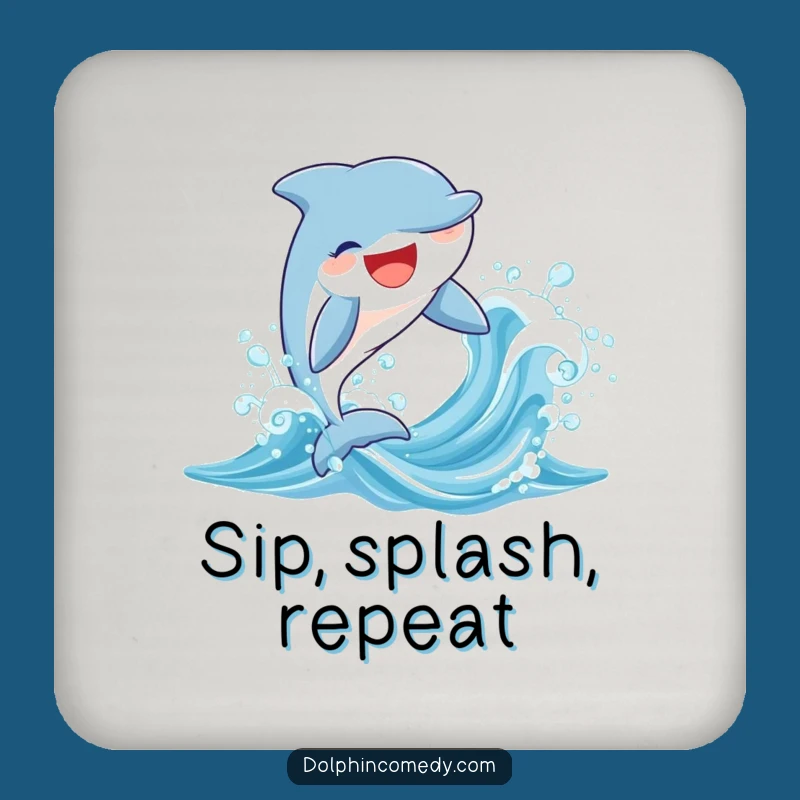 Funny Joyful Dolphin Coaster Set - Humorous Table Protection Gift