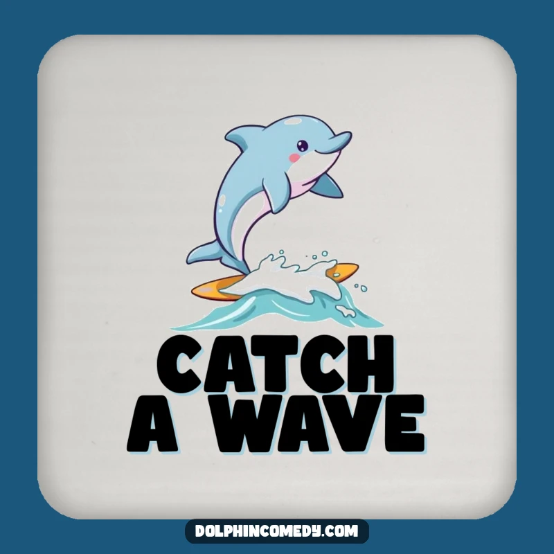 Funny Surfing Dolphin Coaster - Joyful Wave Drink Coaster, Humorous Gift