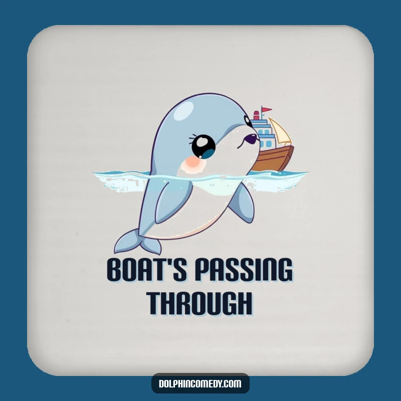 Funny Surprised Dolphin Coaster, Wide Eyes Protect Surfaces, Humorous Drinkware