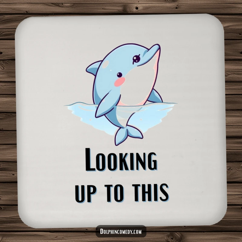Funny drink coasters designed with a curious dolphin peeking upwards, providing surface protection with a dash of playful mystery.