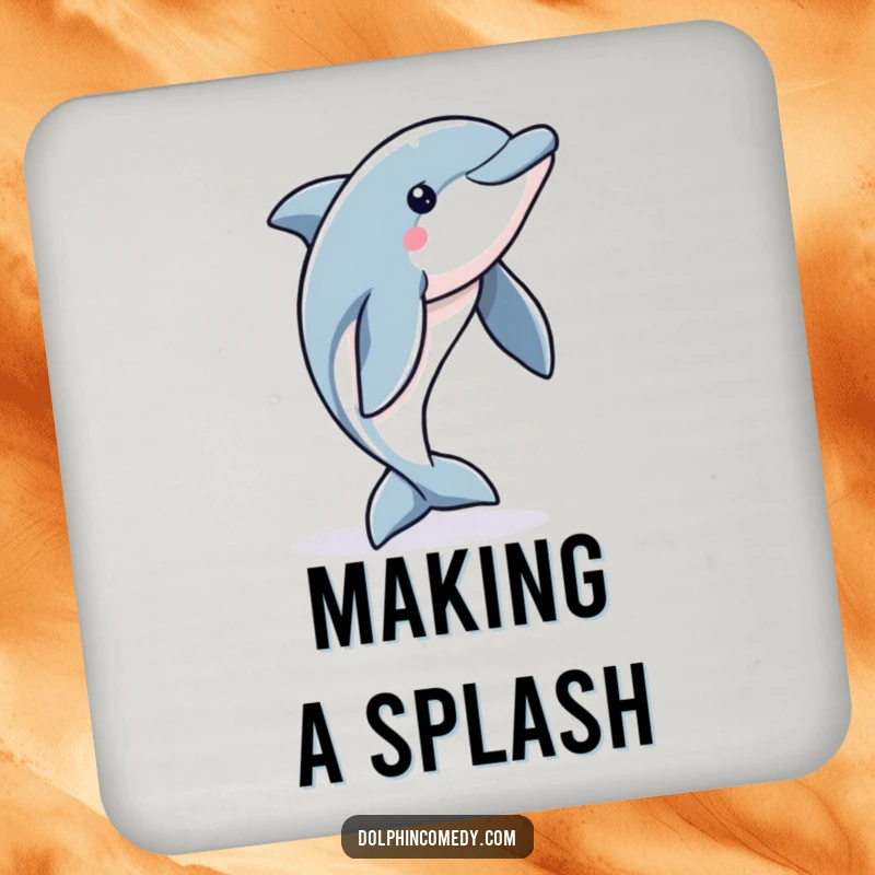 Funny Dolphin Coasters: Alert dolphins ready to jump, adding a humorous and protective element to your tabletop.