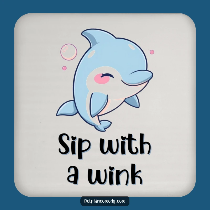 Mischievous Dolphin Drink Coaster: Protect Surfaces with a Wink