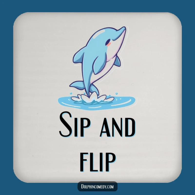 Funny Dolphin Flip Coaster Set, Stylized Character Surface Protection, Perfect Funny Gift