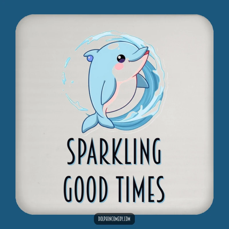 Funny Playful Dolphin Drink Coaster - Protect Surfaces with Whimsical Wave Art
