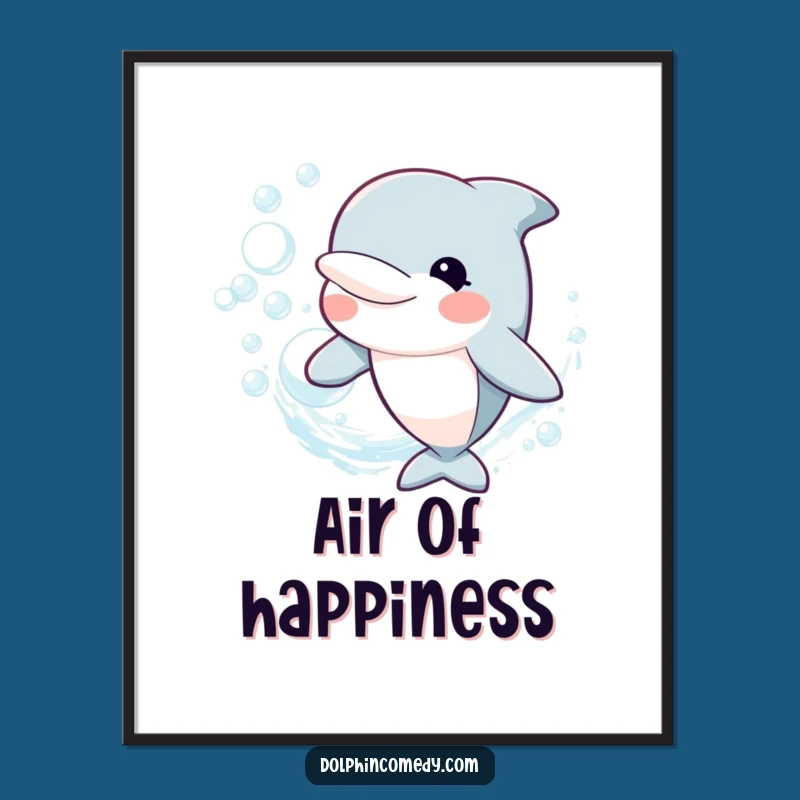 Funny Happy Dolphin Poster: Bubble Ring Art, Decorate Your Space