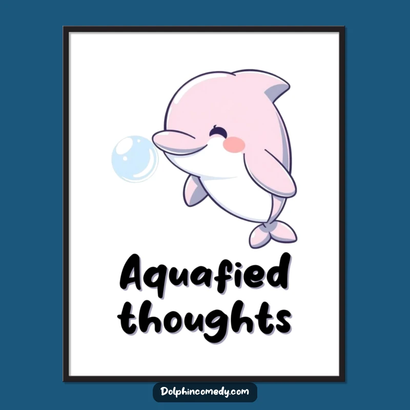 Funny Dolphin Bubble Poster - Vibrant Wall Art with Smiling Dolphin, Unique Home Decor Gift