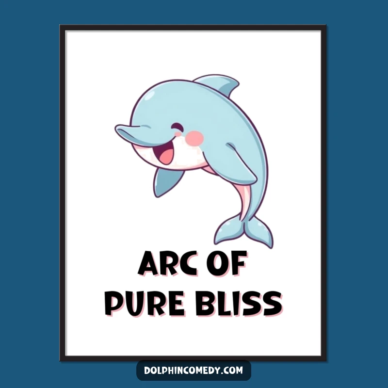 Funny Cheerful Dolphin Poster: Elegant Ocean Art for Your Walls