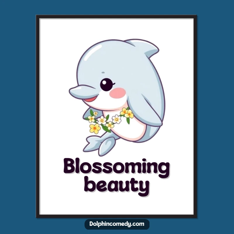 Funny Floral Dolphin Poster: Whimsical Art, Memorable Gift for Decor