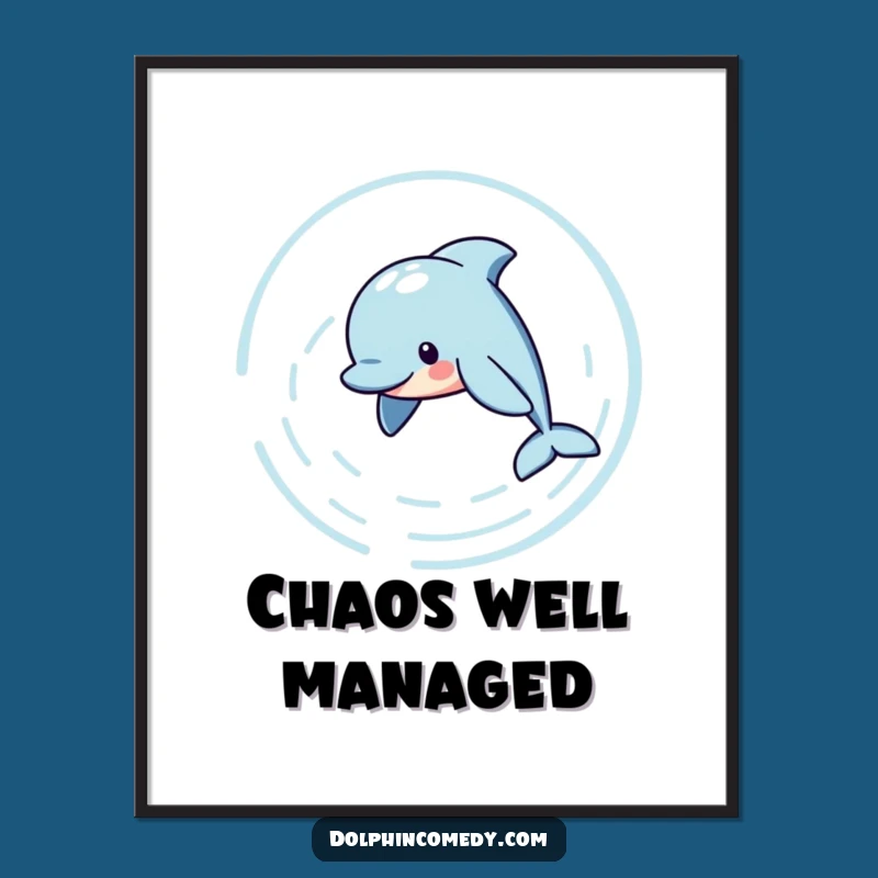 Funny Dolphin Poster: Playful Ripples Art, Decorate Your Space with Fun