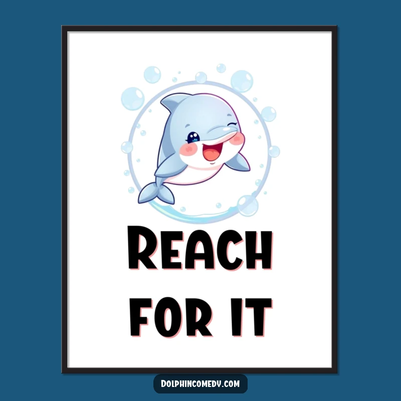 Funny Dolphin Bubble Poster - Whimsical Ocean Art for Playful Spaces