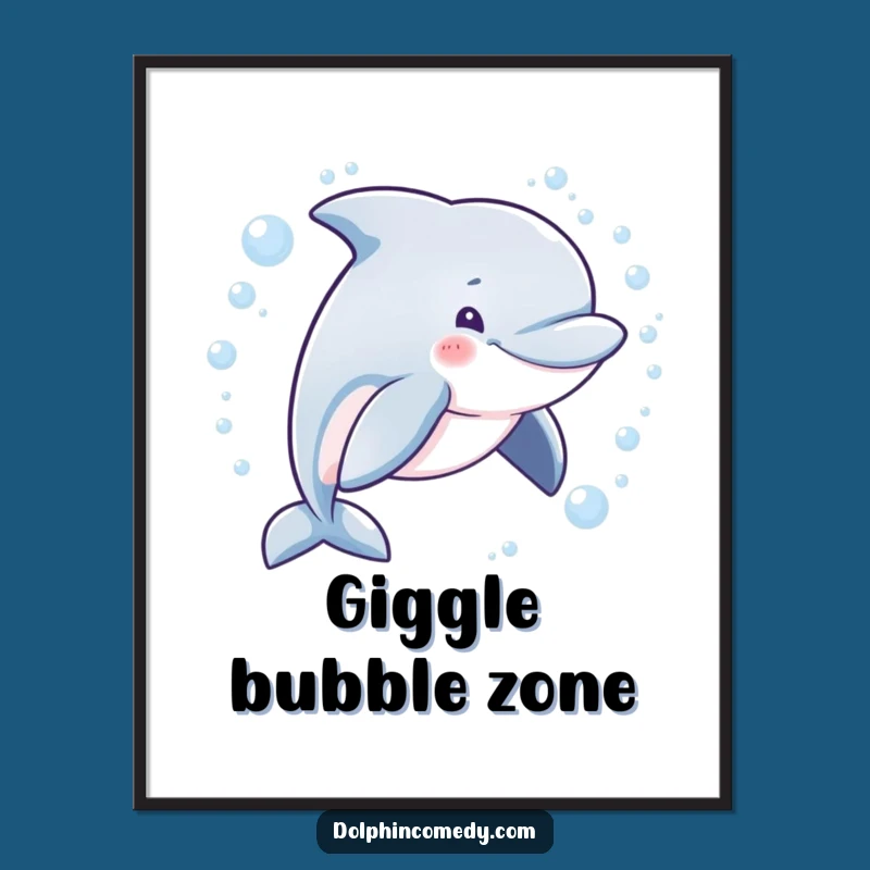 Funny Mischievous Dolphin Bubble Poster - Playful Humorous Wall Art