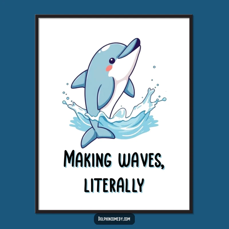 Funny Triumphant Dolphin Flip Poster - Dynamic Humorous Wall Art