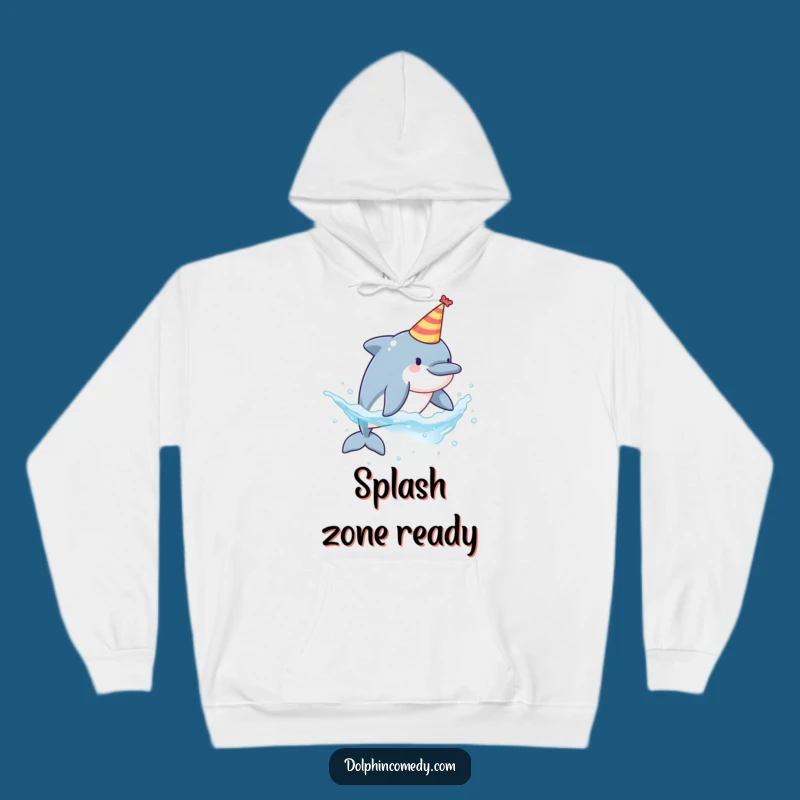 Cozy Party Dolphin Hoodie - Funny Splashing Dolphin Design, Warm Fleece Celebration Gift