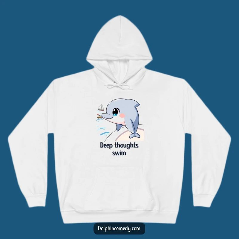 Funny Curious Dolphin Hoodie: Cozy Contemplation, Perfect Gift for Thinkers
