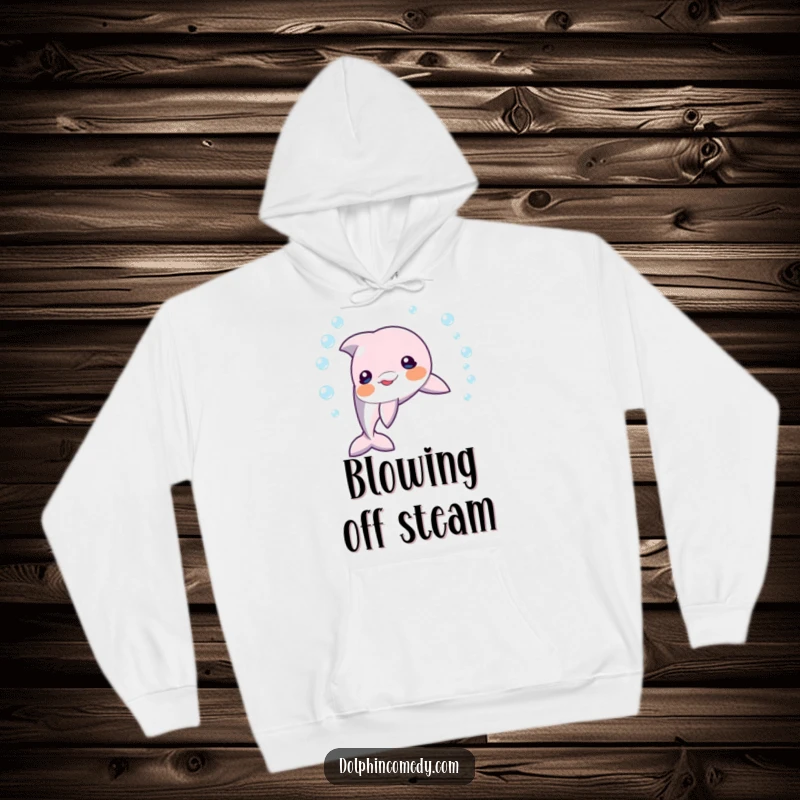 Funny dolphin gracefully blowing a perfect bubble ring, a cozy hoodie perfect for spreading underwater cheer and whimsy.