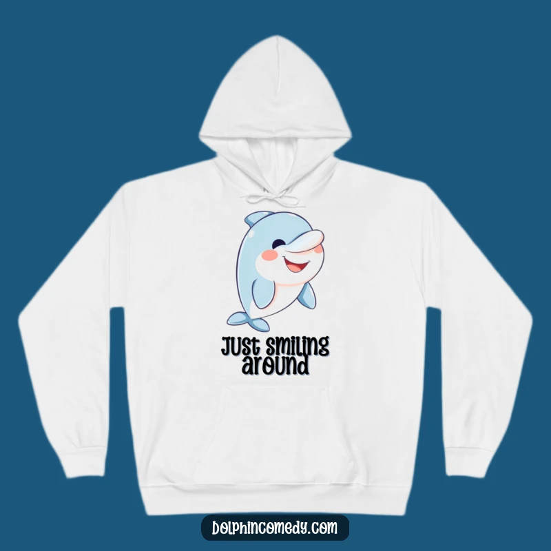 Funny Friendly Dolphin Hoodie - Cozy Wide Smile Sweatshirt