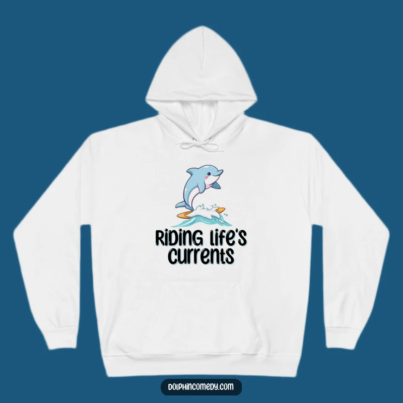 Funny Surfing Dolphin Hoodie - Cozy Joyful Wave Sweatshirt, Perfect Gift