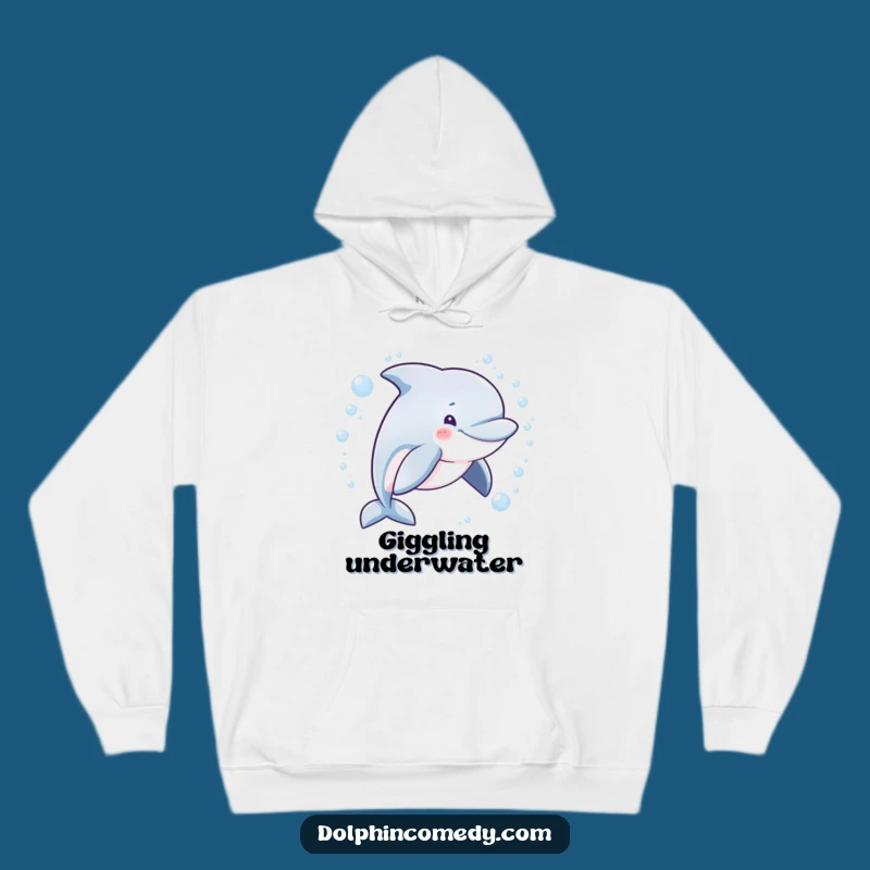 Funny Mischievous Dolphin Bubble Hoodie - Cozy Humorous Playful Gift