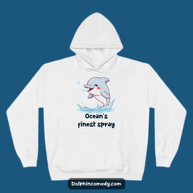 Funny Dolphin Hoodie: Cozy Wear with an Excited Dolphin Spraying Water