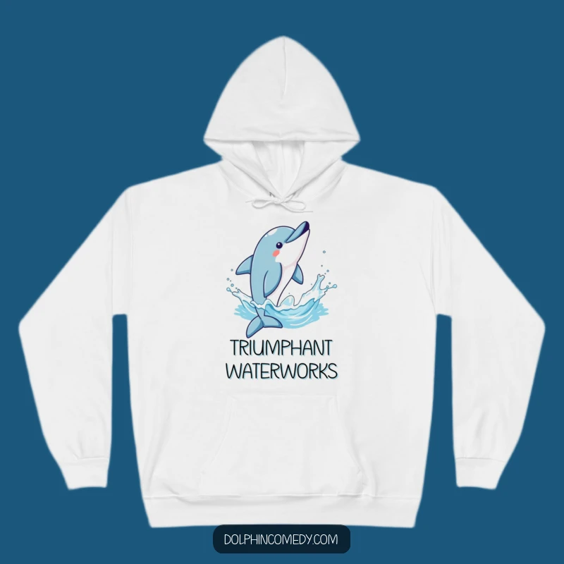 Funny Triumphant Dolphin Flip Hoodie - Cozy Humorous Celebration Gift