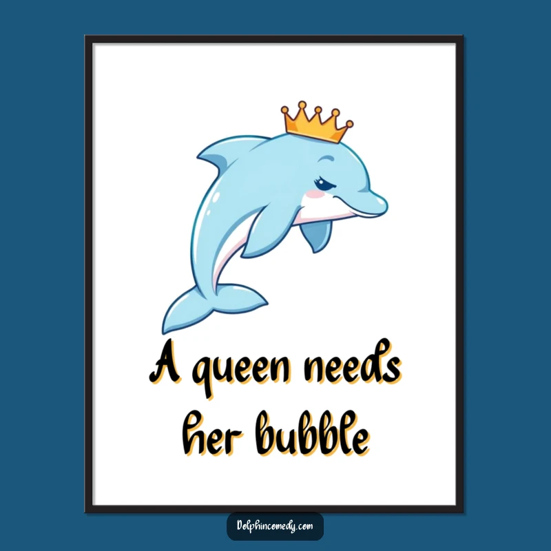 Funny Free Printable Wall Art: Crowned Dolphin, Regal Downloadable Decor