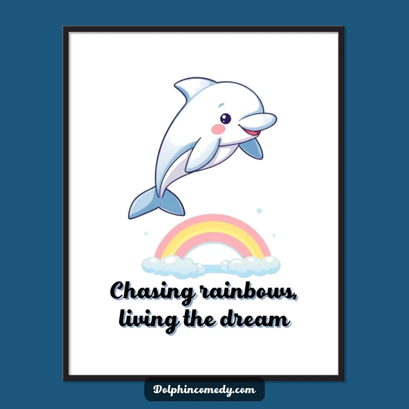 Free Printable Wall Art: Dolphin Rainbow Jump Funny Downloadable Art Gift