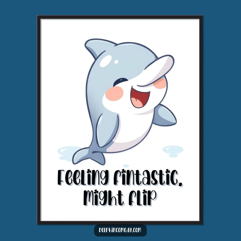 Free Printable Funny Dolphin Wall Art - Giggling & Waving Downloadable Decor