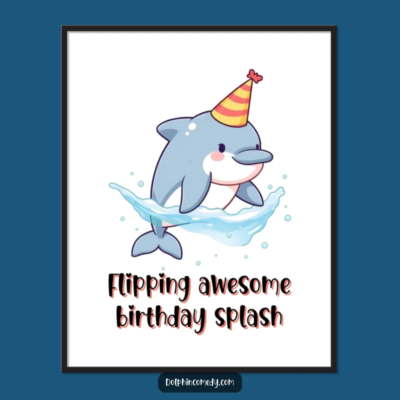 Funny Free Printable Dolphin Art: Party Hat Splash Downloadable Decor
