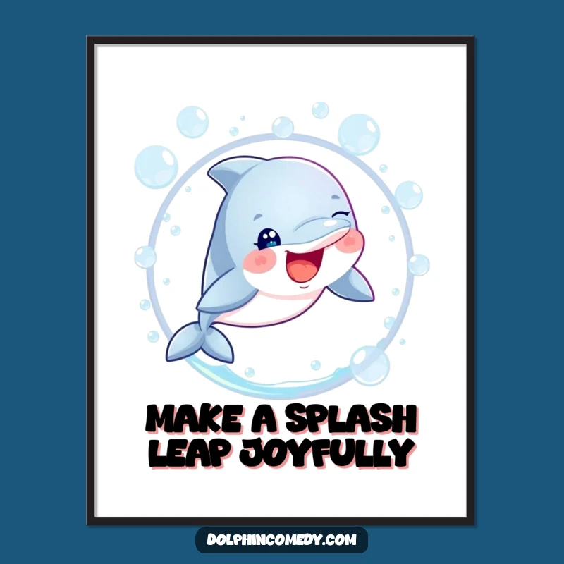 Free Printable Wall Art: Cheerful Dolphin Leap, Funny Ocean Downloadable Decor
