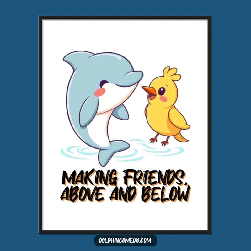 Free Printable Wall Art: Dolphin Bird Greeting Funny Downloadable Art Gift