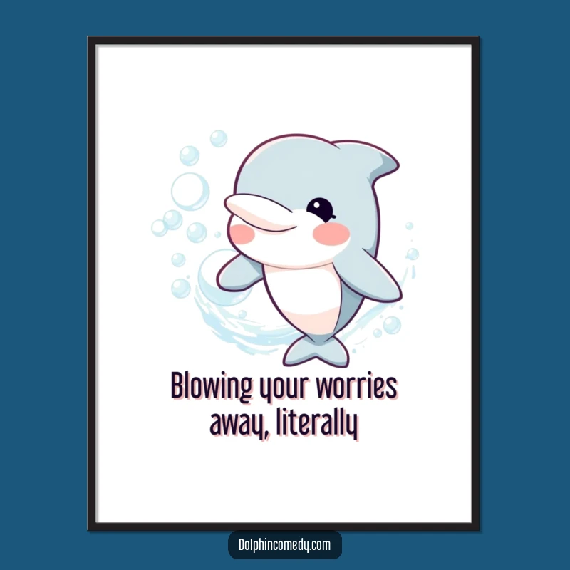 Free Printable Wall Art: Dolphin Bubble Ring, Funny Downloadable Underwater Decor