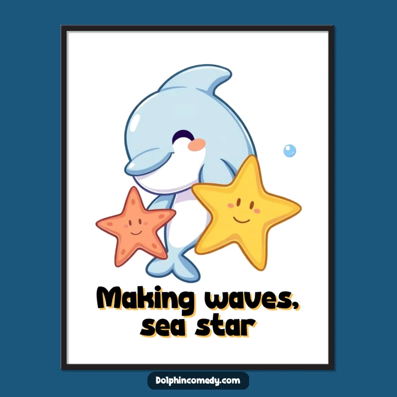 Free Printable Wall Art: Dolphin's Ocean Playtime, Funny Animal Decor Downloadable Art