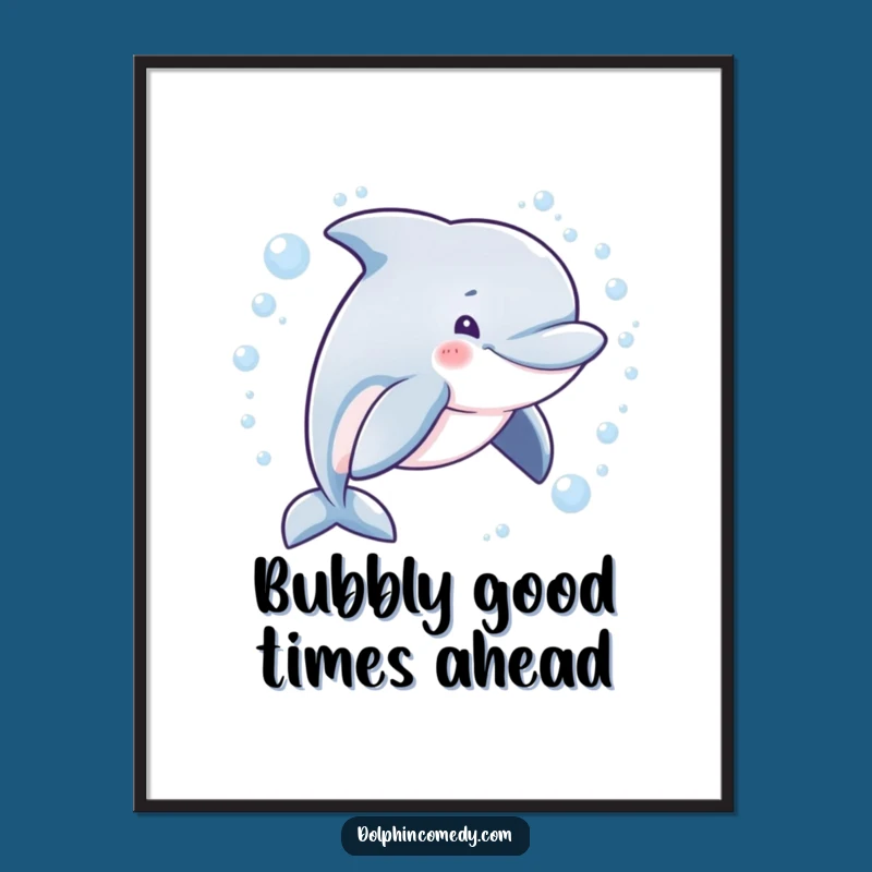 Funny Free Printable Wall Art: Dolphin Bubbles, Downloadable Whimsy Decor
