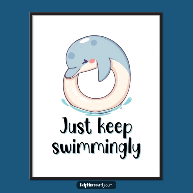 Funny Free Printable Wall Art: Dolphin Nudging Ring Downloadable Decor