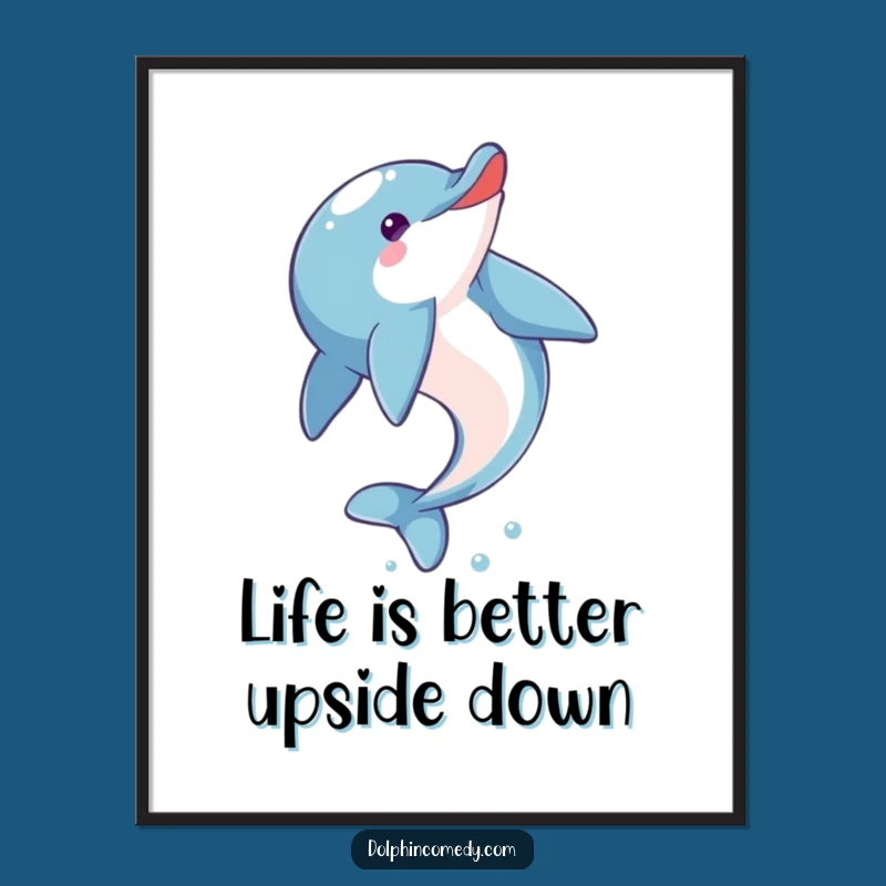 Funny Free Printable Wall Art: Eager Dolphin Somersault, Downloadable Decor for Playful Spaces